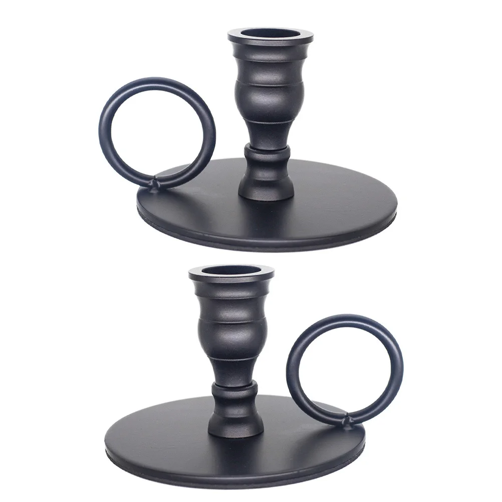 

2pcs Vintage Candlestick Tray Simple Metal Holder For Home Wedding Party Dining Table Decor Small Cup Festive