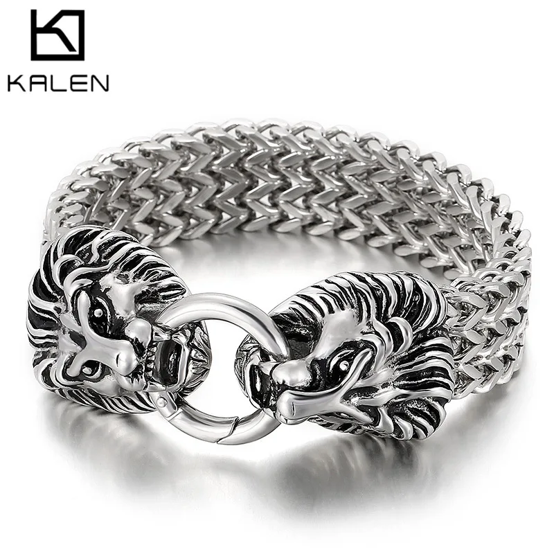 New Arrival Punk Titanium Steel Bracelet, Creative Skull Wolf Lion Head Trendy Personality Metal Jewelry for Men Women