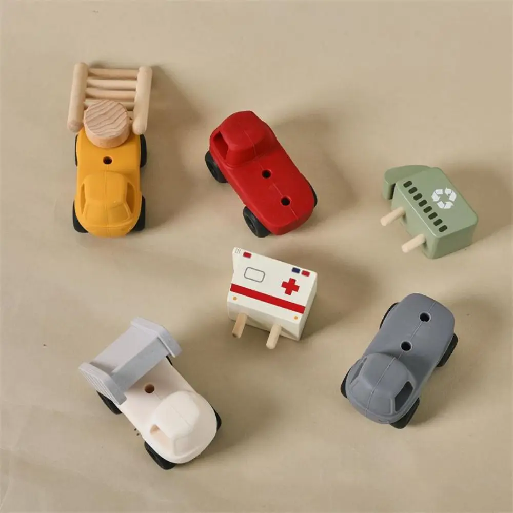 

Food Grade Engineering Car Toys Detachable Cartoon Design Ambulance Truck Toys BPA Free Silicone Tipper Truck Cartoon Car Toy