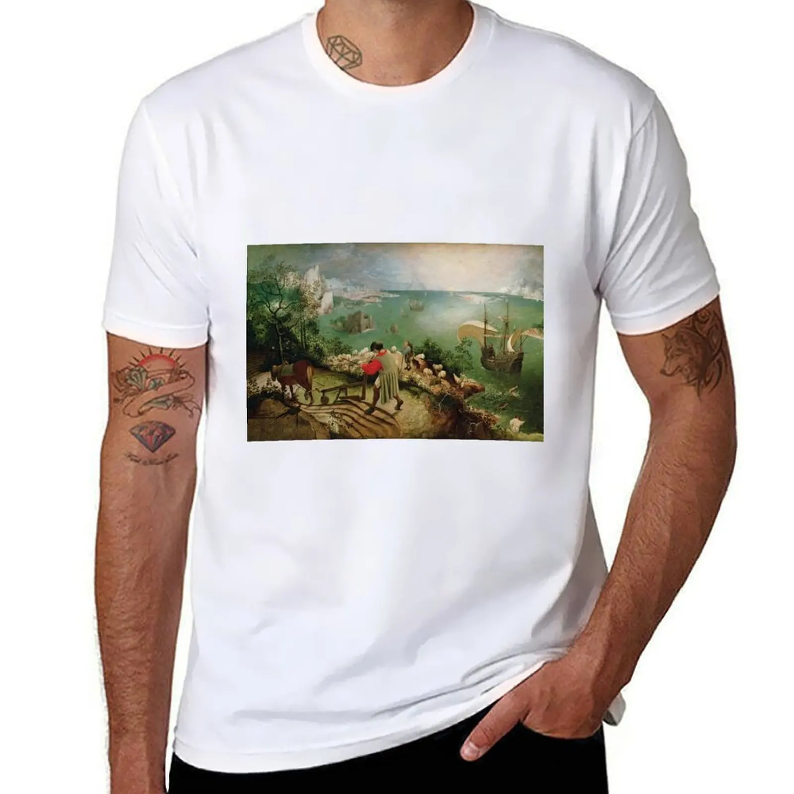 

Pieter Bruegel Icarus T-Shirt funny t shirts man cotton t shirt pack T-shirt