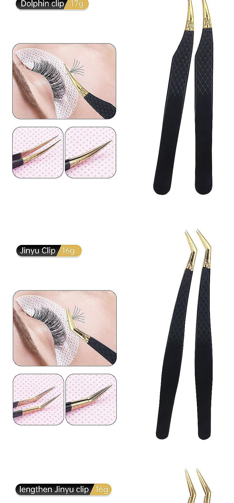 Wimpernpinzette, schwarzer Edelstahl, superharte Präzision, antistatische Pinzette, Pfropfen von Wimpern, Verlängerungszubehör, Make-up-Werkzeuge – Detail 6