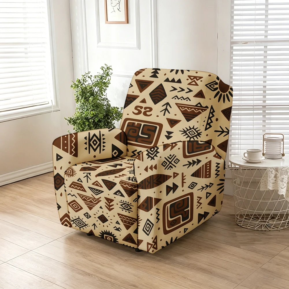 Recliner Slipcover,Bohemian Tribal Geometric Print Stretch Recliner Sofa Cover, Stretch Soft Furniture Protector Slipcover