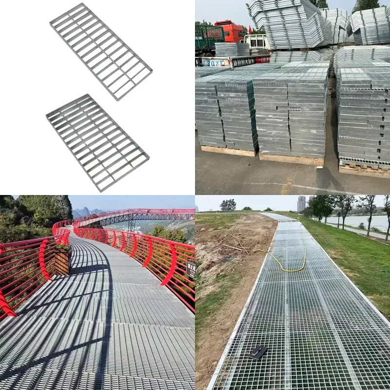 High Quality Iron Steel Grating Metal Plate Stair Treads Toothed Inter Inserted Cover for Price Steel Driveway Grating