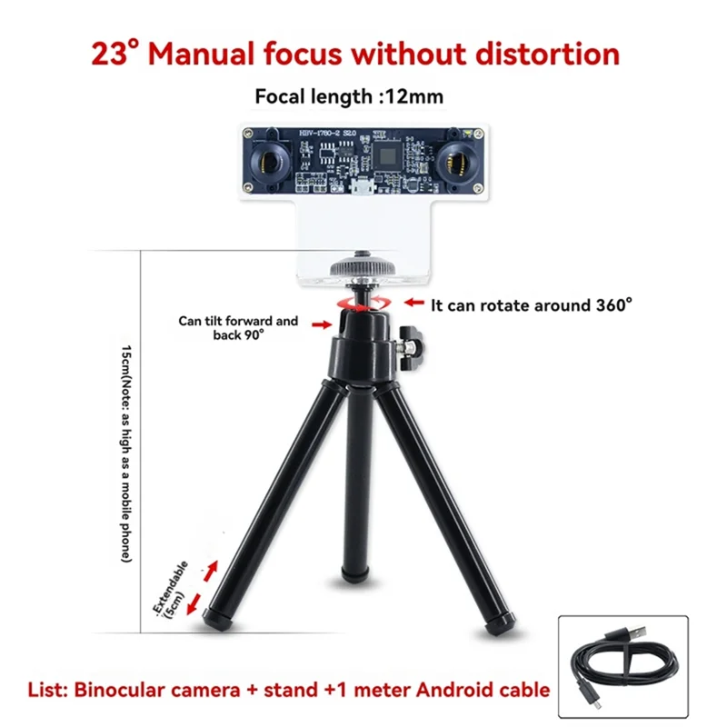 A47F-23 درجة وحدة الكاميرا OV9732 1MP 12 مللي متر وحدة كاميرا مزدوجة التركيز اليدوي مع قذيفة + ترايبود ل Winxp/7/8/10 لينكس/أندرويد