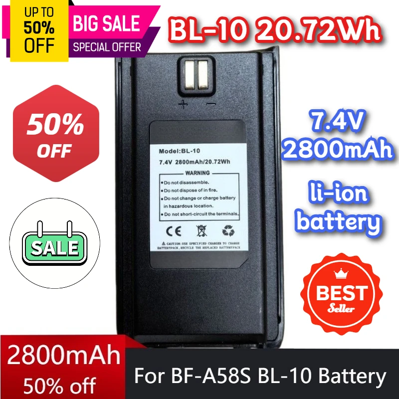 

2PCS 7.4V 2800mAh Walkie Talkie Battery for Baofeng BF-A58S BL-10 LI-ION Battery