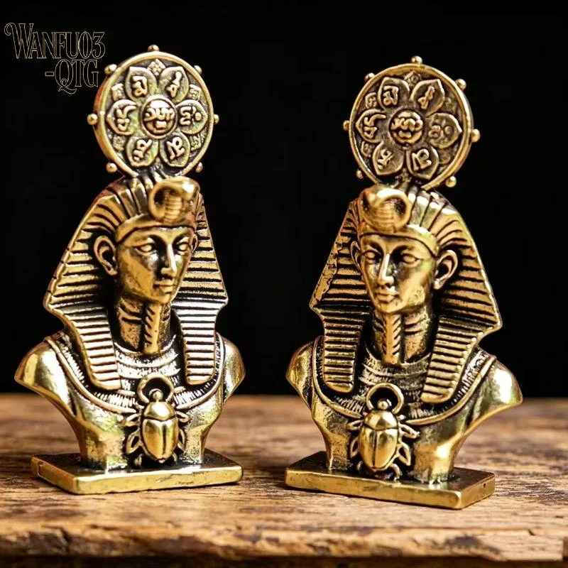 Hot Sale Solid Brass Vintage Ancient Egypt Pharaoh Sun Figurines Miniatures Desk Ornament Home Decoration Crafts