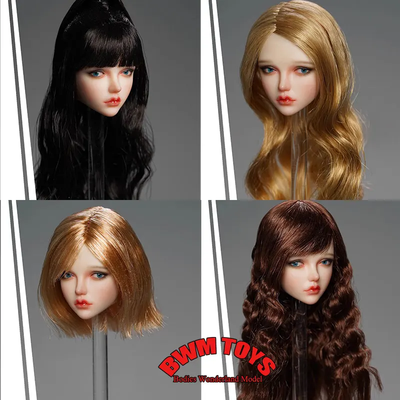 

KID KING KKP005 Масштаб 1/6 Бледная кожа Красивая женская голова карлина Скульптура подвижных глаз, совместимая с 12-дюймовой моделью экшн-фигурки