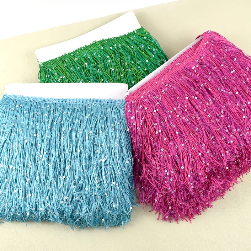 

5/10Meter 20cm Sequins Tassels Fringe Latin Dress Lace Trim Decorative Tassel Sofa Curtain Decoration Fringes Sewing Accessories