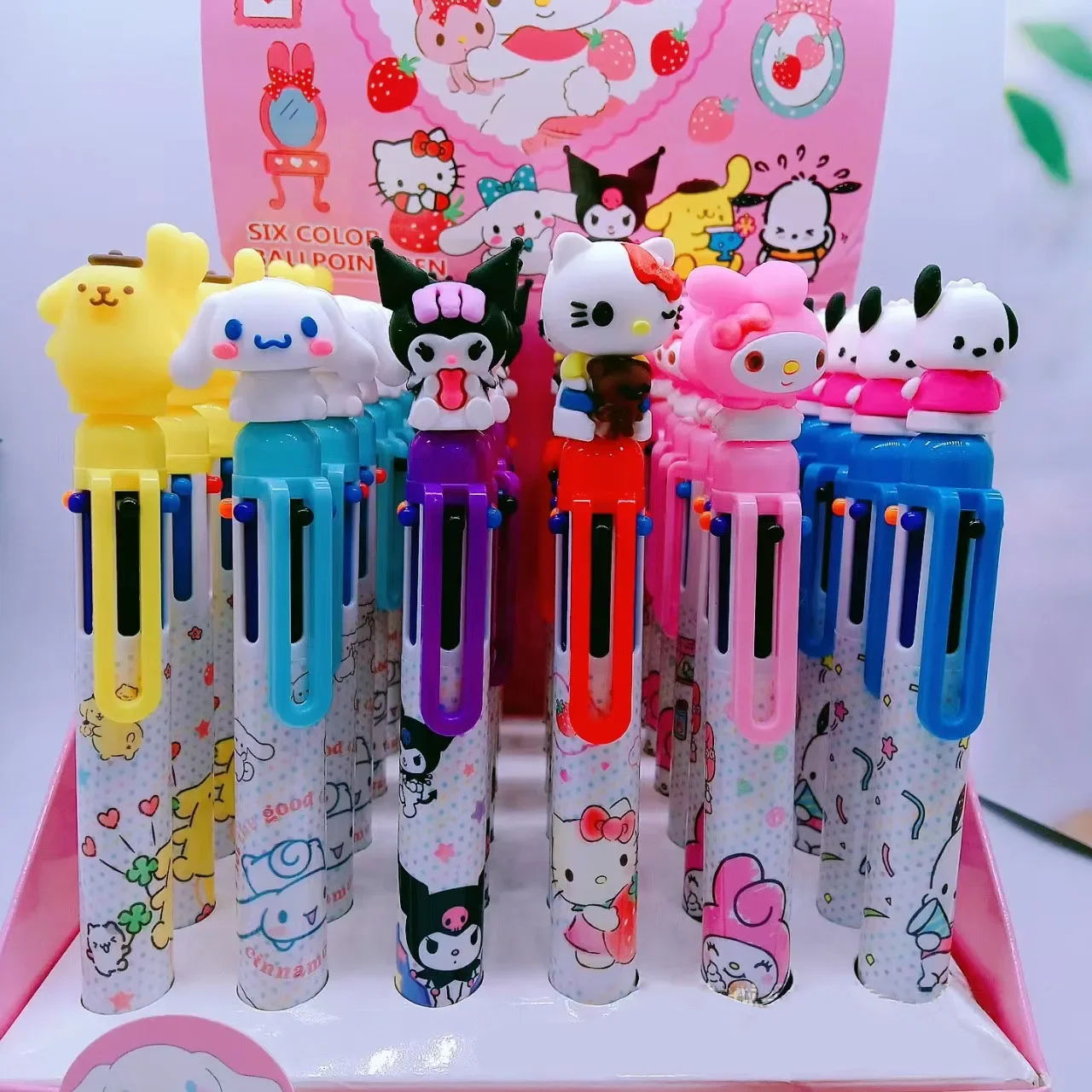 36pcs Sanrio 6color Ballpoint Pen Pachacco Cinnamoroll Kuromi Hellokitty Neutral Pen School Supplies Office Stationery Wholesale