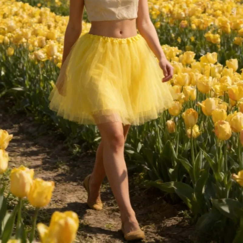 

Четырехслойная фатиновая юбка-пачка для взрослых, сетчатая юбка-туту, юбка принцессы для выступлений, креативное платье для вечеринок