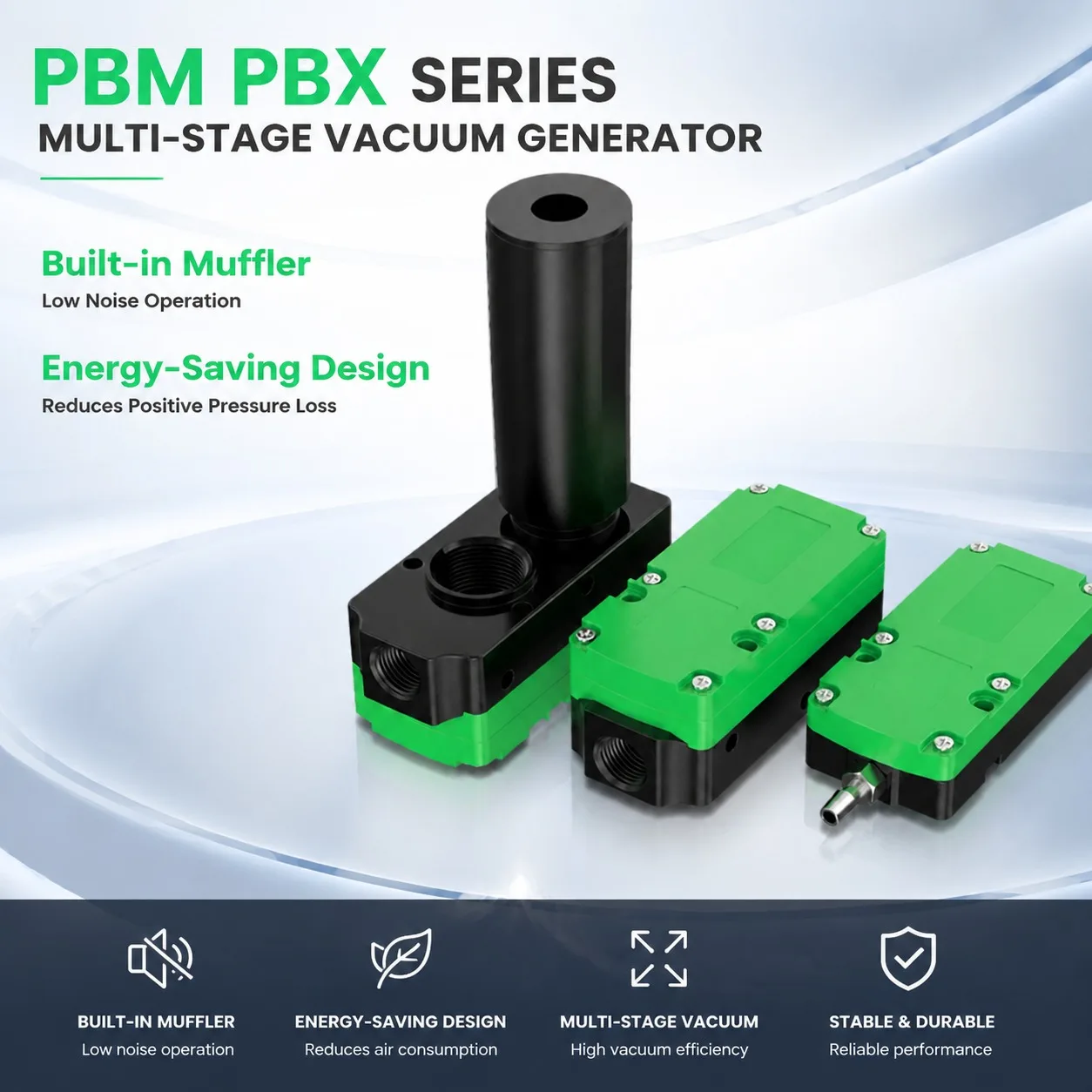 PBX PBM5/10/20/30 A/B/C Energy Saving Multi-Stage Vacuum Generator Pneumatic High Flow High Suction Negative Pressure Industrial
