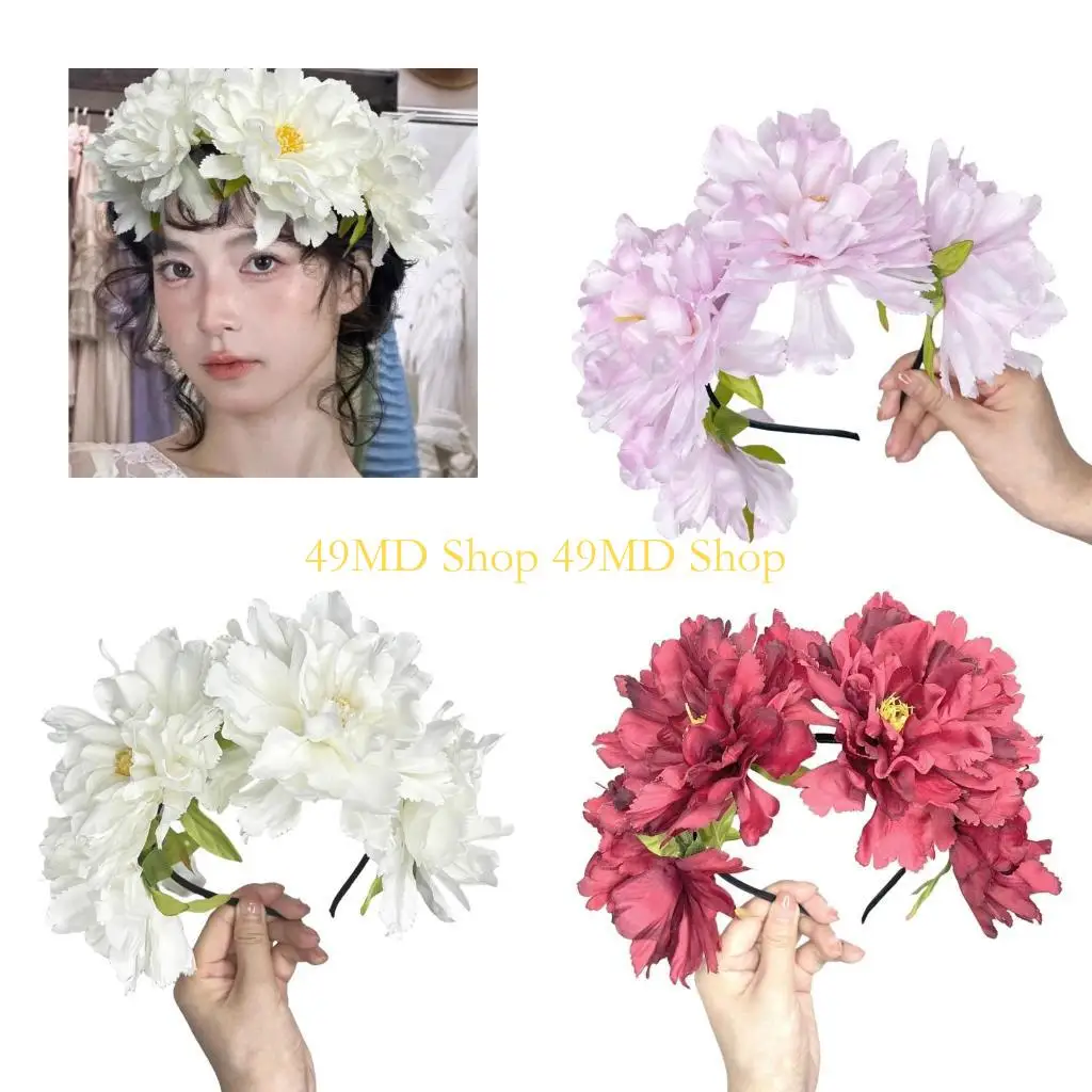 

49MD повязка на голову с цветком, модный обруч, нежное украшение для волос, инструмент для укладки волос для детей и взрослых,