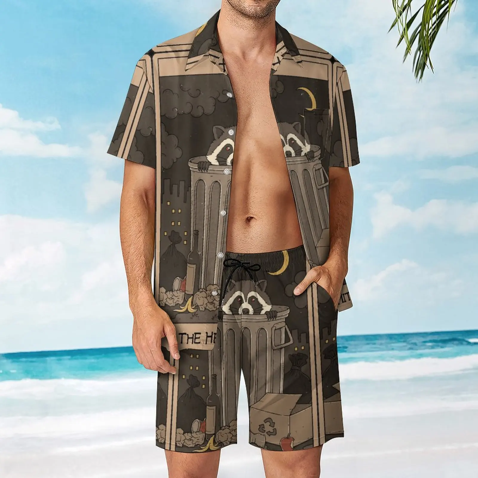 2 Pieces Suit The Hermit Raccoons Tarot for Sale  top Quality Men's Beach Suit Novelty  Going Out Eur Size