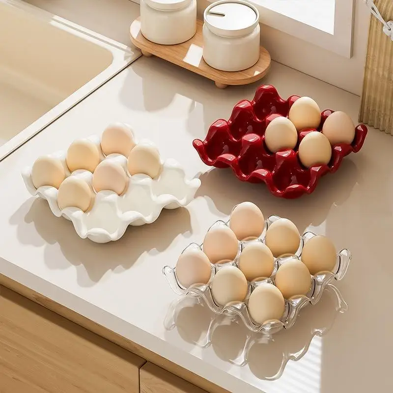 Egg Storage Holder Tray Divided Compartments Anti-Slip Base Egg Organizer Thickened Eggs Fresh Storage Box