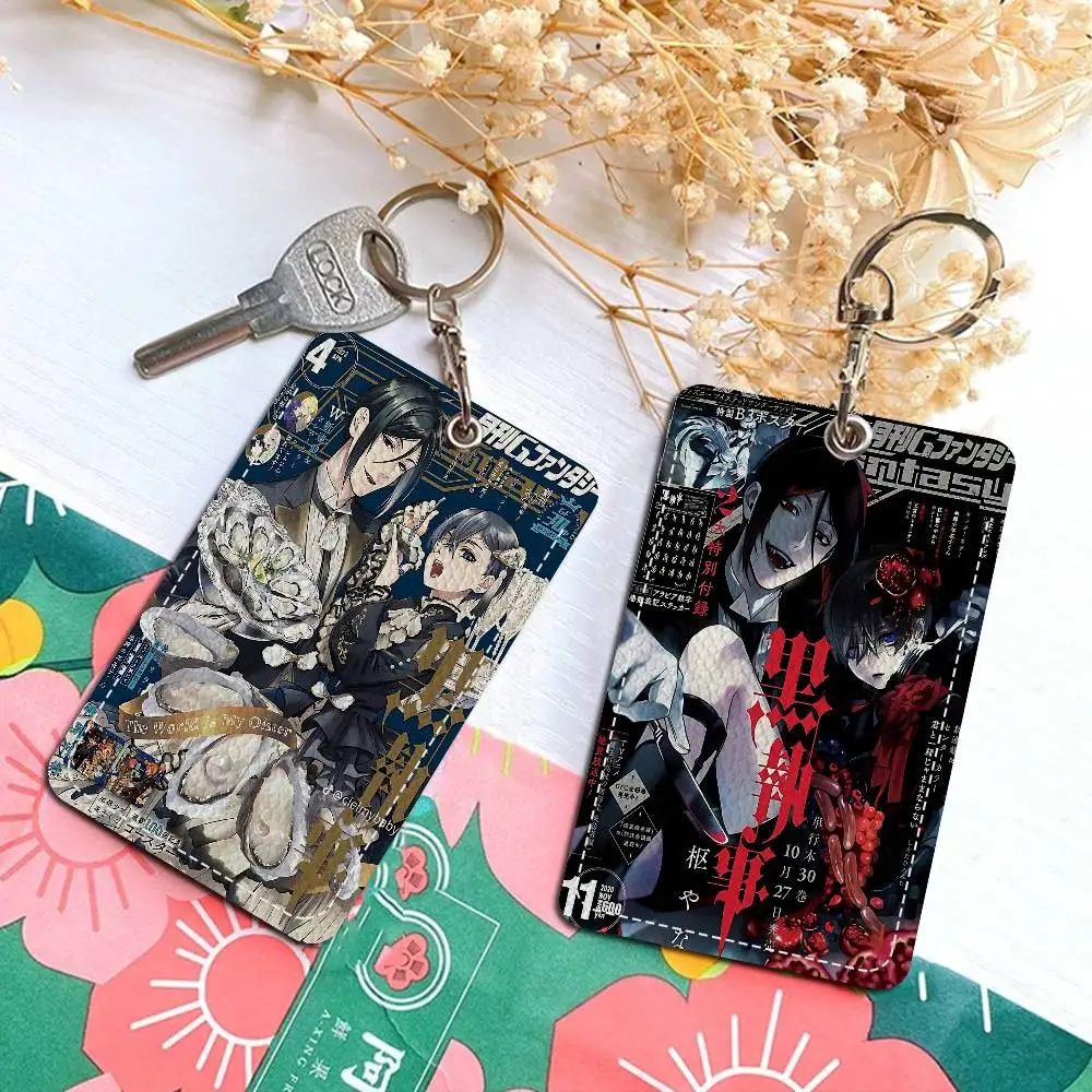 الكلاسيكية أنيمي B-أسود B-Butler حامل بطاقة مناسبة للبنك الأعمال حامل بطاقة العمل بطاقة الهوية الائتمانية شارة حقيبة حامل المفاتيح #1