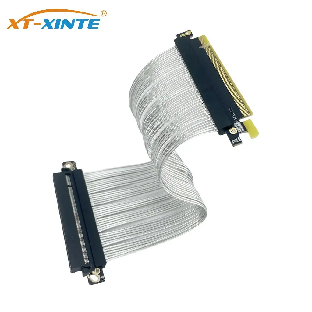 

PCIe 5.0 x16 GPU Extension Cable for ITX Case Graphics Card GEN5 Adapter Cable Silver-Plated High-Speed Lossless Flexible Cable