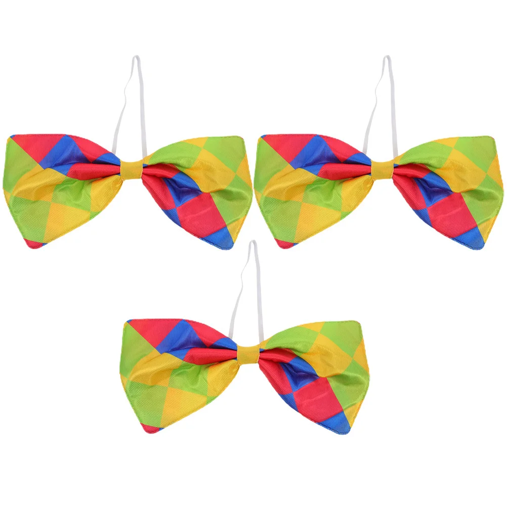 

3Pcs Colorful Bowknot Tie Unisex Clown Collar for Theme Party Performance Carnival Masquerade Role Play Accessory