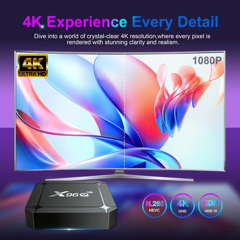 Android 14 Smart TV Box X96Q Rockchip RK3518 Wifi6 4K Media Player Android TV Set Top Box 2GB 16GB X96Q — zdjęcie produktu 4
