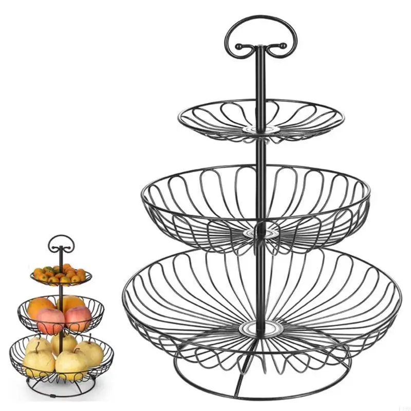 F19B 3 Tier Wrought Iron Wedding Vegetable Bread Cupcakes Holder 4 Colors