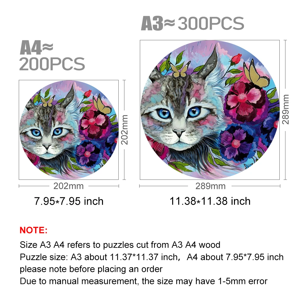 Cute Wooden Puzzles Cats And Flowers Wood Jigsaw Puzzle Craft Irregular Family Interactive Puzzle Gift for Kids Educational Game