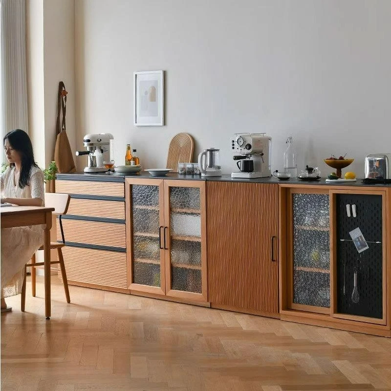 

Customizable Nordic solid wood cherry wood dining side cabinet simple cabinet rock slab living room tea cabinet