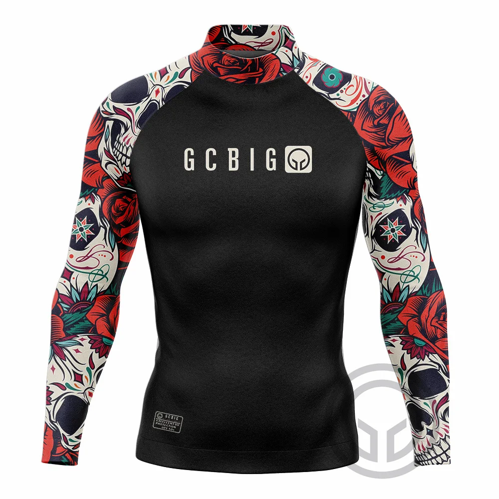 GCBIG Surfing Clothing Men's Performance Long Sleeve Rash Guard Beach Shirts Swiming Clothing Upf 50+ Uv Sun Protection Apparel