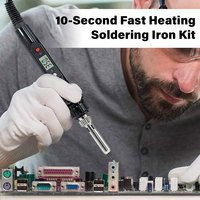 15pcs Kit 220V/110V 60W Soldering Iron Kit 180°C To 480°C Adjustable Temperature Welding Tool Set with Solder Sucker Tin Wire