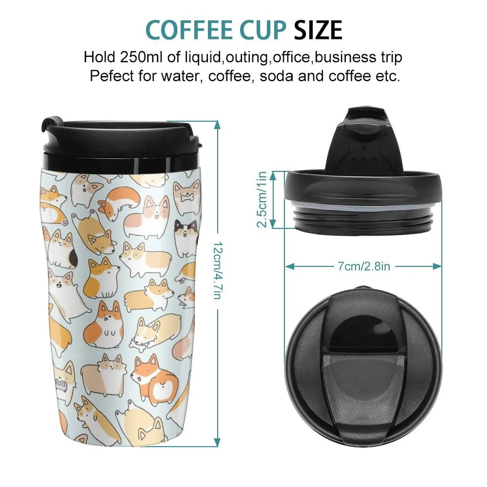 New Corgilicious Corgi Doodle Travel Coffee Mug Espresso Coffee Cups Sets Coffee Cup Heat Preservation