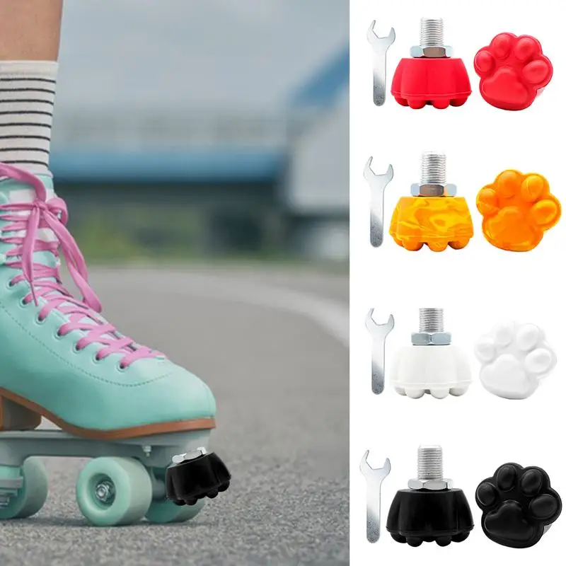 Toe Stops For Quad Skates 2X Skates Toe Stops With Spanner Adjustable Brake Block Stoppers Roller Skate Accessories For