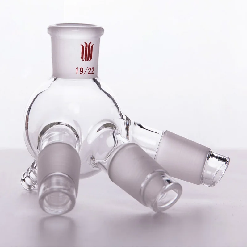 SYNTHWARE Tee type distillation receiver tube with small nozzle, Joint 14/20 19/22 24/40 29/42, Borosilicate glass, D68