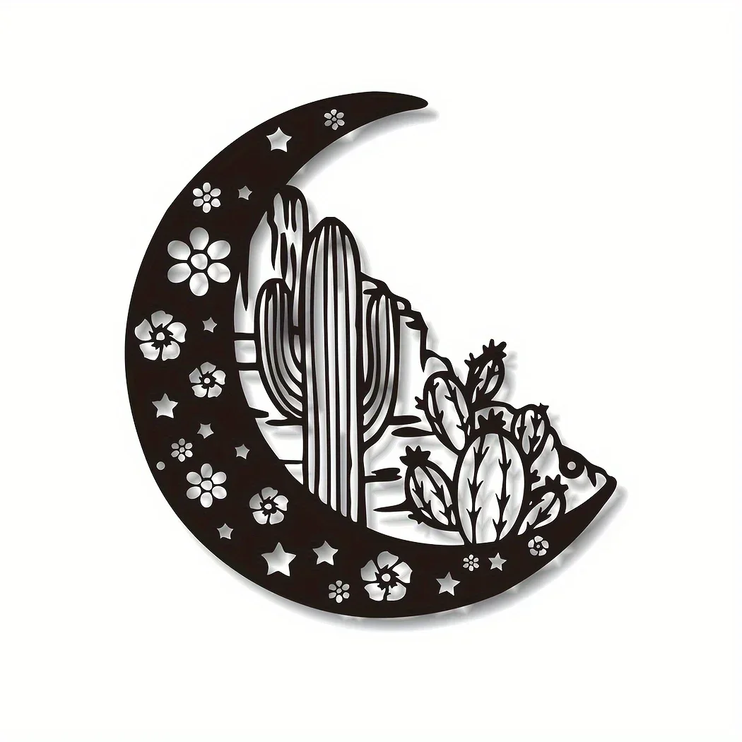 

CIFBUY Decoration Cactus Moon Metal Sign Wall Art, Cactus Wall Hanging Door Decoration, Door Hanger Decoration, Outdoor Decor, C