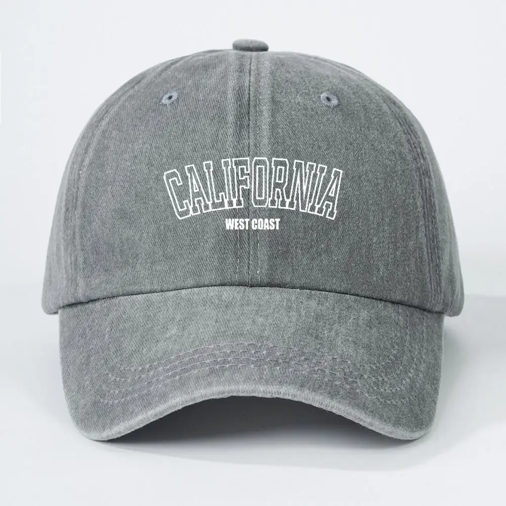 CALIFORNIA Embroidery Baseball Cap Adjustable Cotton Distressed Faded Cap Hip-hop Washed Snapback Baseball Cap