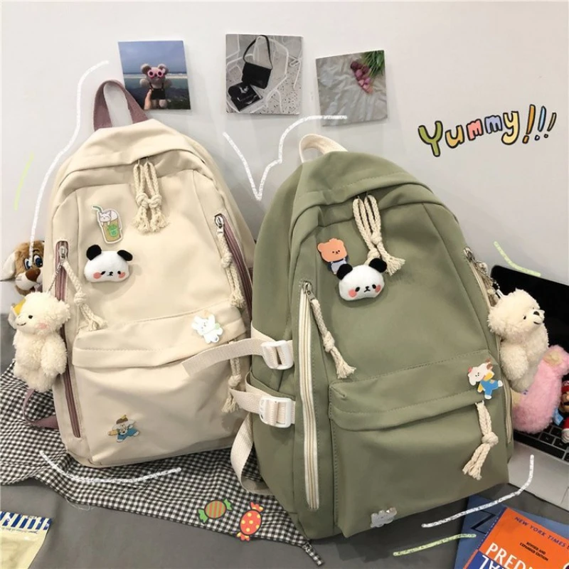 Solid Color Backpack Large Capacity Commuting Student School Side Zipper Outer Bag Square Vertical Bag Sewing Thread Soft Handle