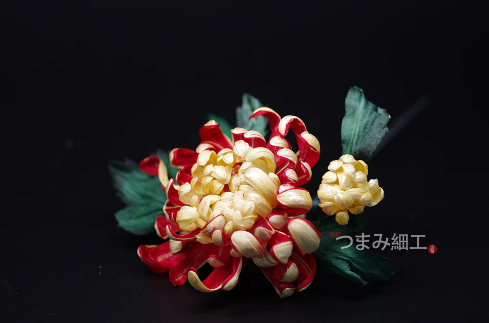 handmade Japanese kimono silk Advanced Kabuk Chrysanthemum sakura Lotus Leavesi hairpin hairclip Horquilla nupcial japonesa