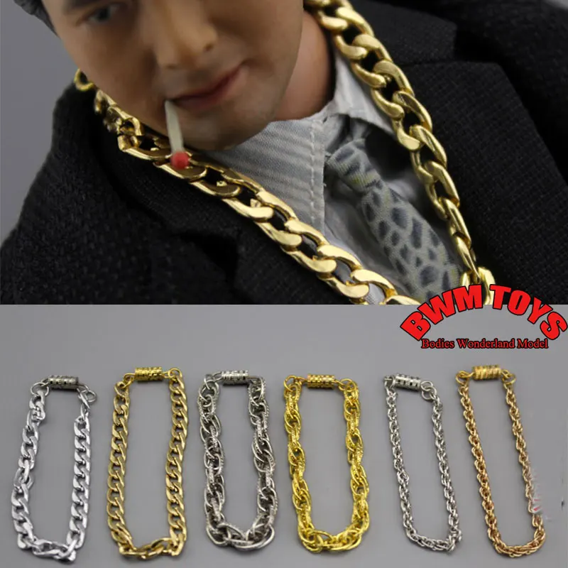 In Stock 1/6 Scale Male Soldier Mini Hip Hop Metal Necklace Model Accessories For 12inch Action Figure Doll