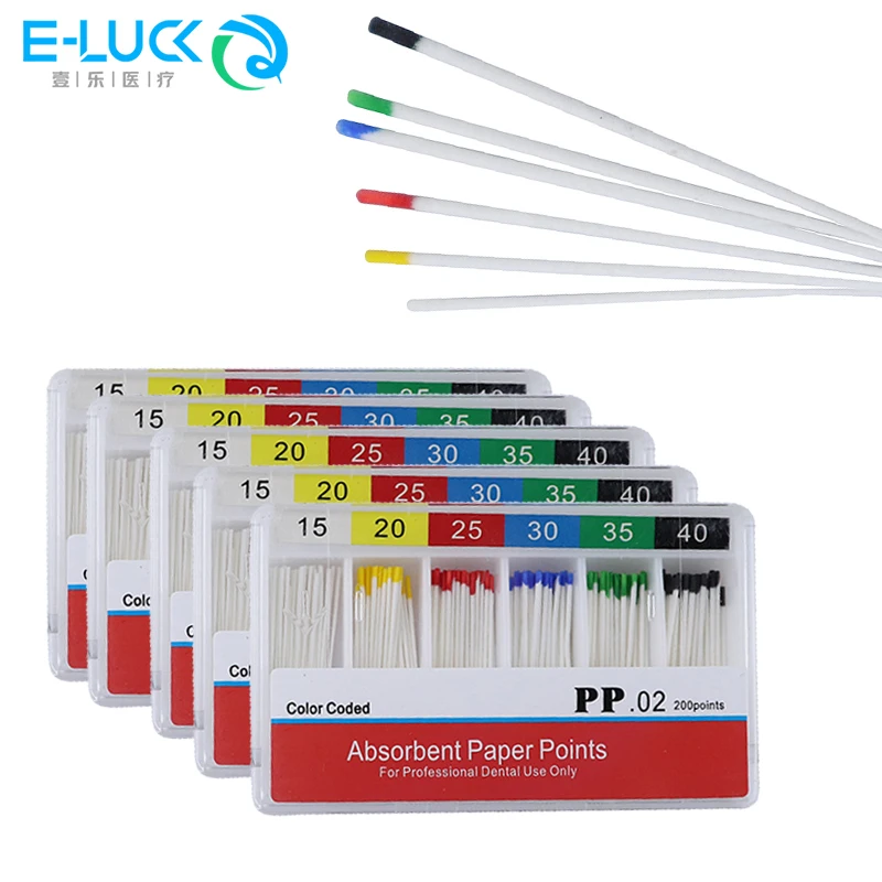 Dental Absorbent Paper Points 0.02 taper Strong Absorption Pure Cotton Fiber paper Dentist Consumables