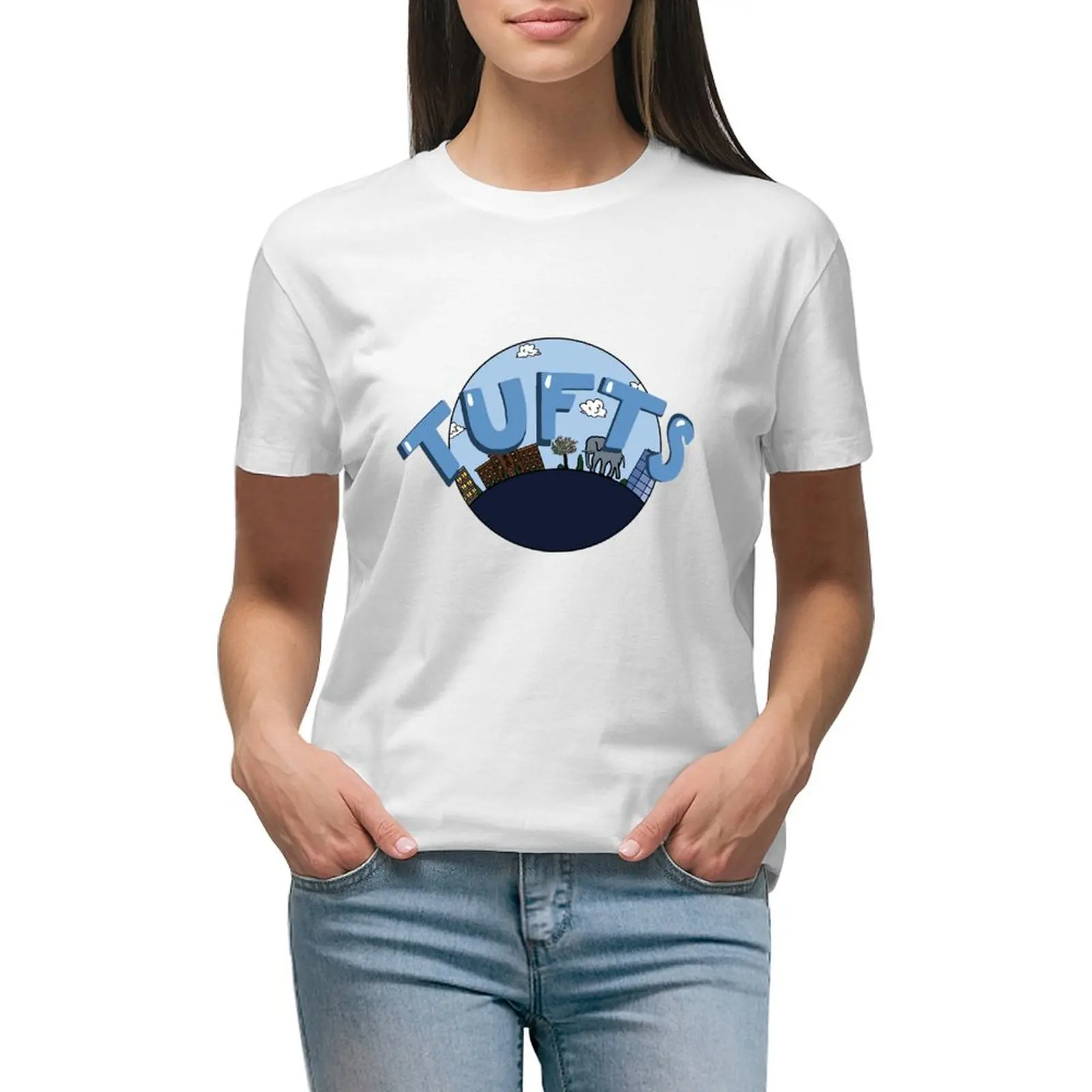 

Tufts University Circle T-shirt kawaii clothes Female clothing t-shirt dress for Women long