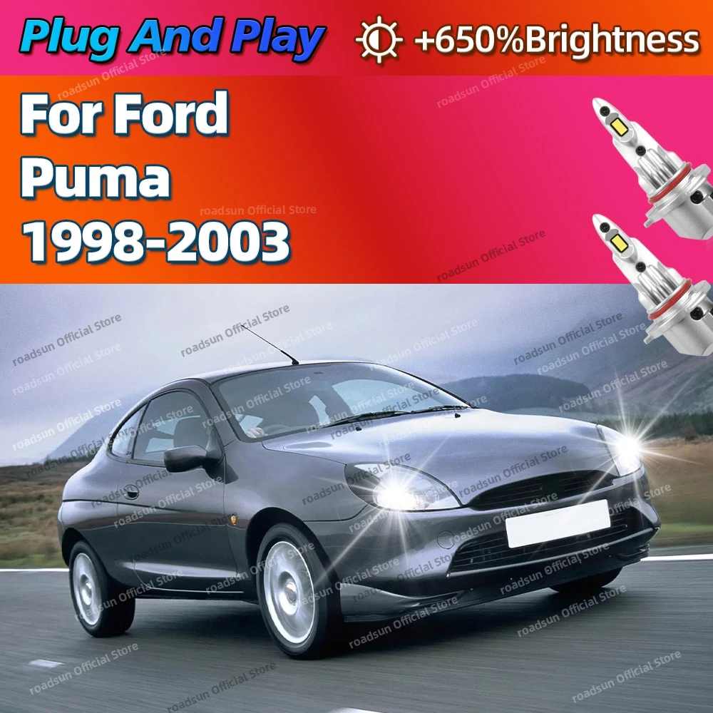 

2 шт., 160 Вт, светодиодный мини-налобный фонарь, размер 1:1, беспроводная автомобильная фара 6000K Plug Play для Ford Puma 1998 1999 2000 2001 2002 2003