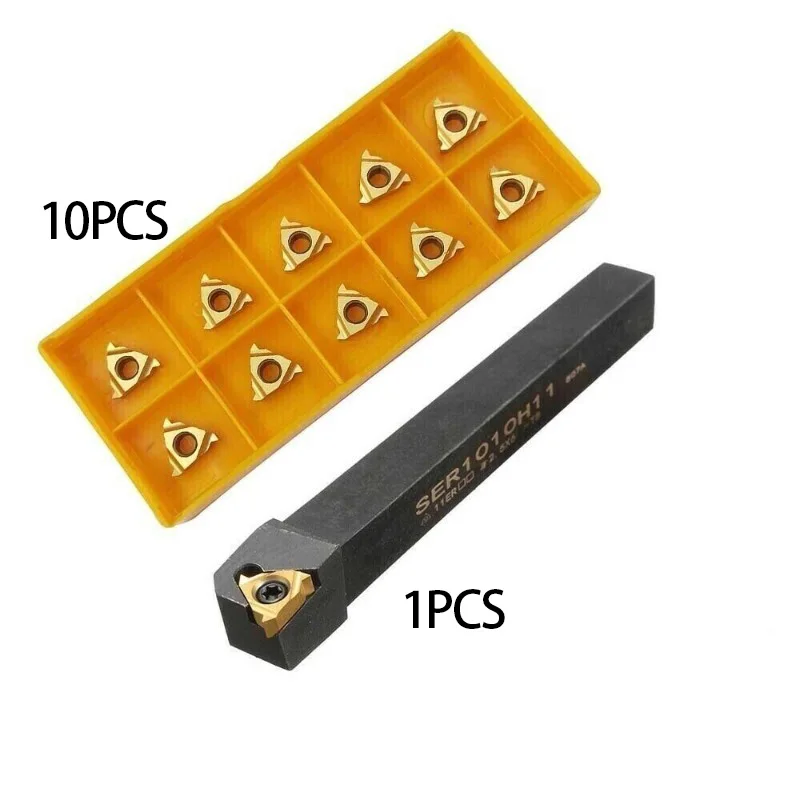 SER1010H11 CNC External Thread Holder 11ER A60 60° Insert, High Precision for Stainless, Carbon & Alloy Steel Thread Turning