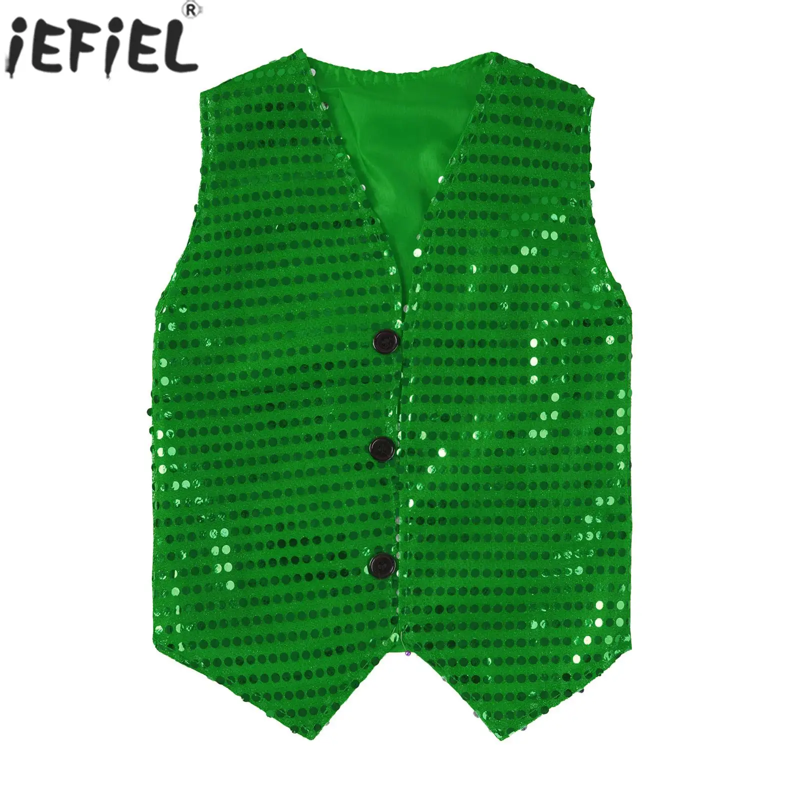 Children Adult Hip Hop Street Jazz Dance Choir Vest Shiny Sequin Waistcoat Party Magician Cosplay Stage Performance Costume