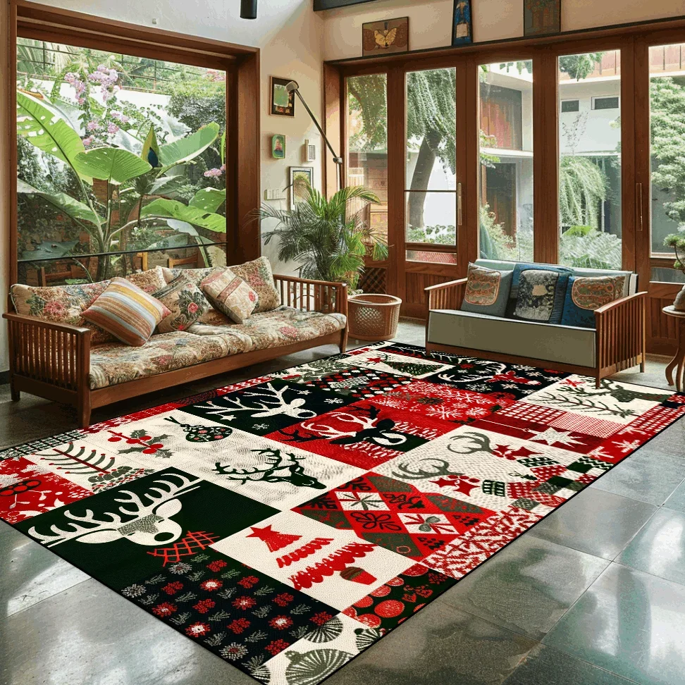 Popular Christmas Living Room Decoration Rug Large Area Anti-slip Mat Fluffy Children Rugs Cartoon Bedroom Decor Carpet New Year