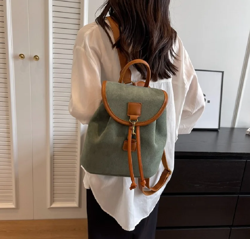Hot Sale New Women Vintage Leather Bucket Double Shoulder Bags Large Capacity School Bag Handbag Ladies Casual Travel Backpack
