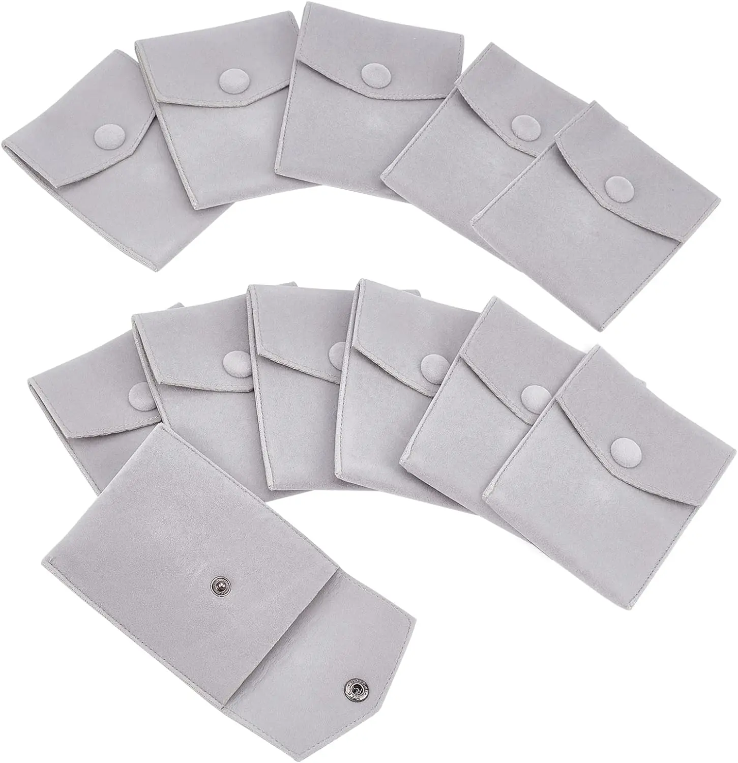 

12Pcs Velvet Jewelry Pouches with Snap Button Light Grey Velvet Jewelry Storage Bags Small Velvet Gift Bags for Traveling Rings