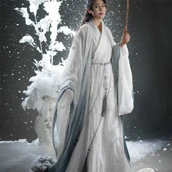 Cape de cosplay unisexe pour hommes et femmes, robe traditionnelle, Hanfu gris Everak, style chinois, carnaval d'Halloween, costume de jeu en plis