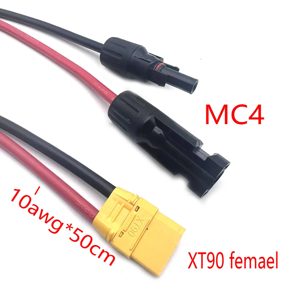 50CM Solar Connector to XT90- F Adapter 10AWG CableConnect Solar Panel Charge Cable for Solar Generator Portable Power Statio ﻿