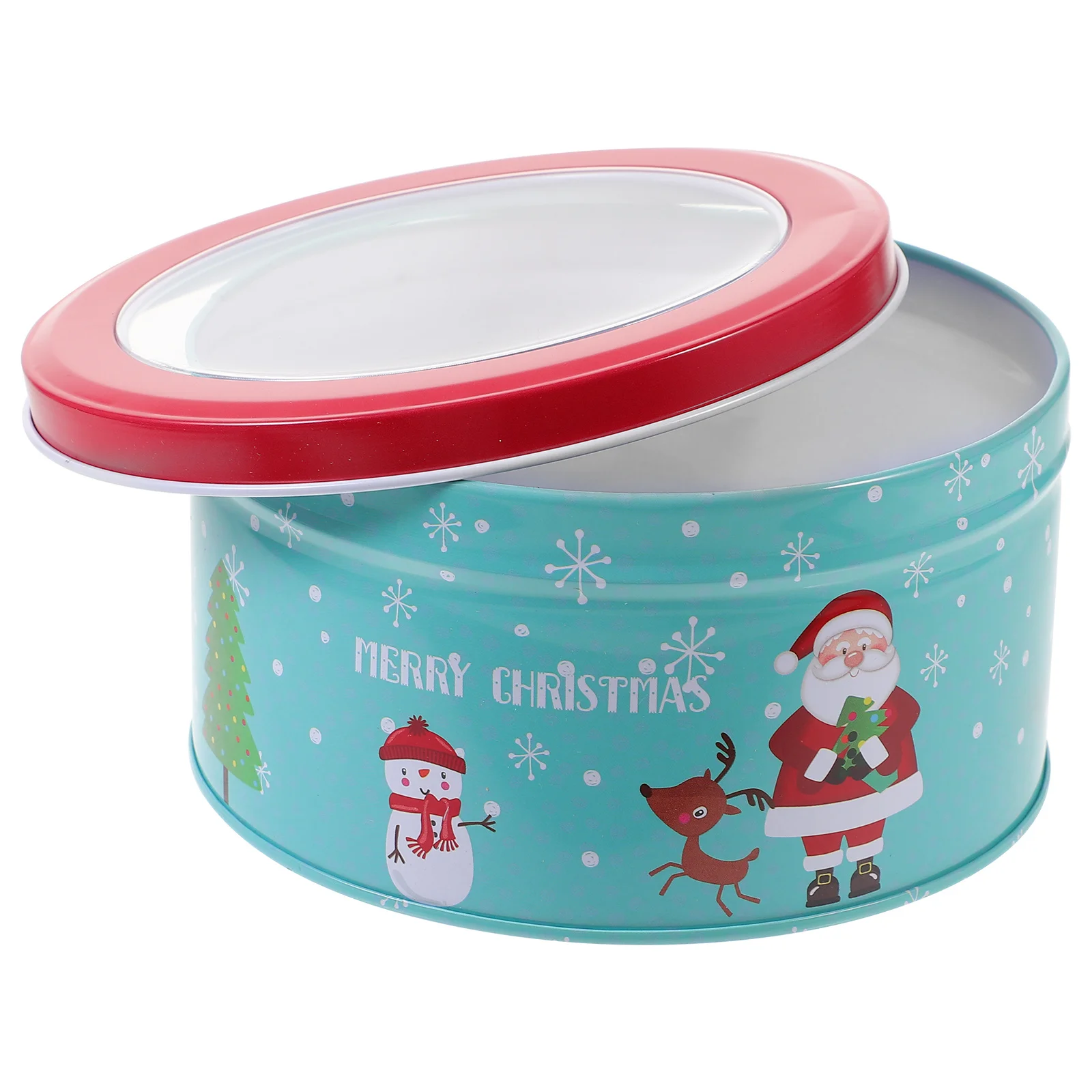 

Christmas Tinplate Candy Box Festive Cookie Tin Storage Open Lid Xmas Biscuit Container Gift Holder Tinplate Gift Box