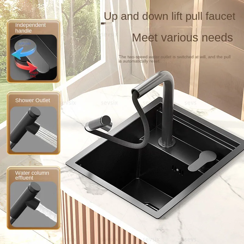 Nano Kitchen Sinks Handmade Sink 304 Stainless Steel Small Single-slot Kitchen Bar Built-in Wash Basin Under Counter Basin y