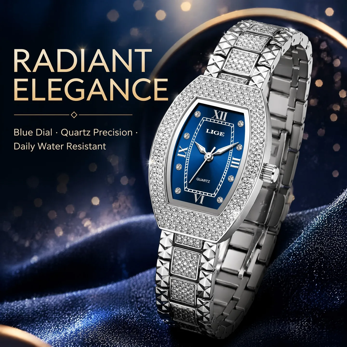 LIGE 2026 New Luxury Diamond Women Watches Watch Ladies Wrist Watch Luxury Rhinestone Unisex Bracelet Watches Female Clock
