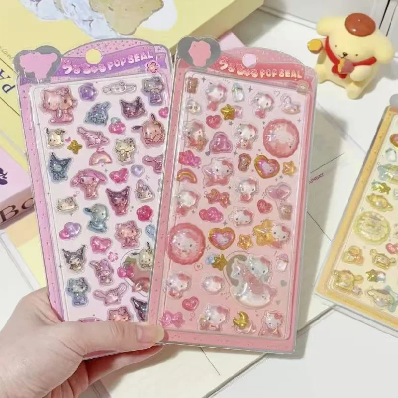 

7-35 шт. 3D-наклейки Hello Kitty Cinnamoroll с кристаллами, мультяшные, для декора чехлов для телефонов, дневников, подарки для девочек