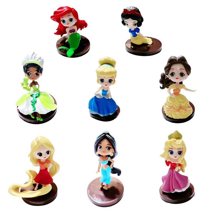 

8pcs/set Disney Snow White Cartoon Doll Model Mermaid Figurine Desktop Cake Ornament Children's Toys Birthday Gift